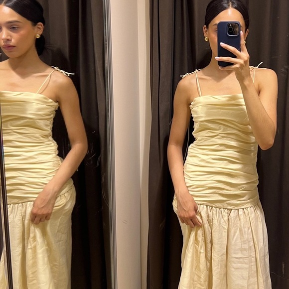 ZARA YELLOW DROP WAIST DRESS - Picture 6 of 6